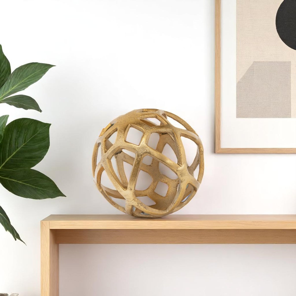 7 Gold Aluminum Geo Orb Tabletop Sculpture
