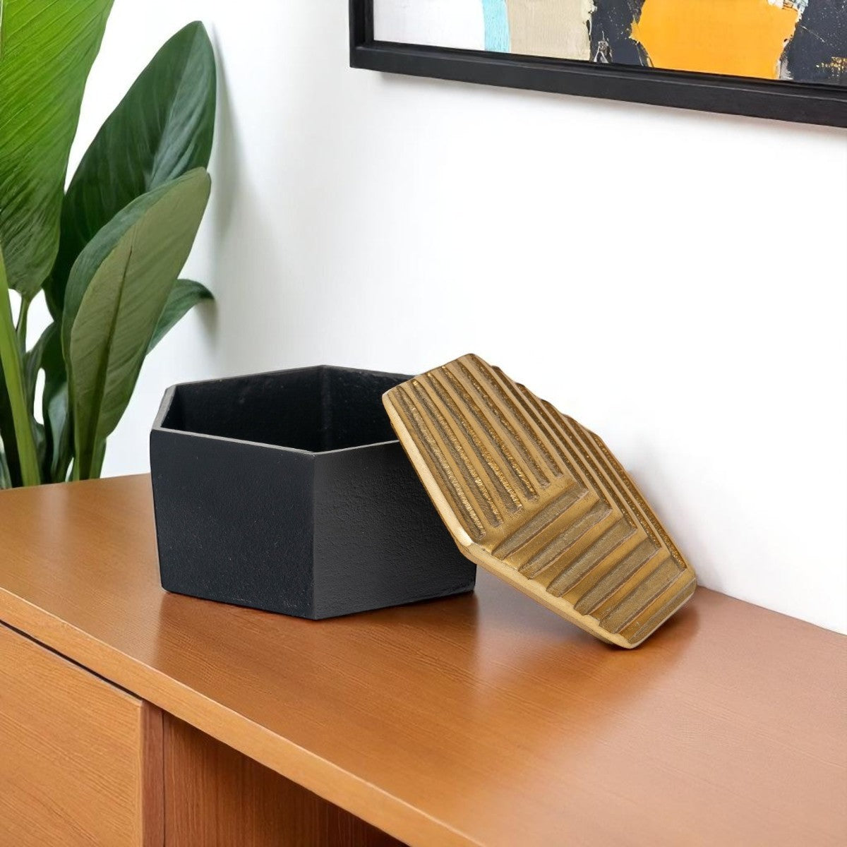 7 Black And Gold Aluminum Decorative Keepsake Box