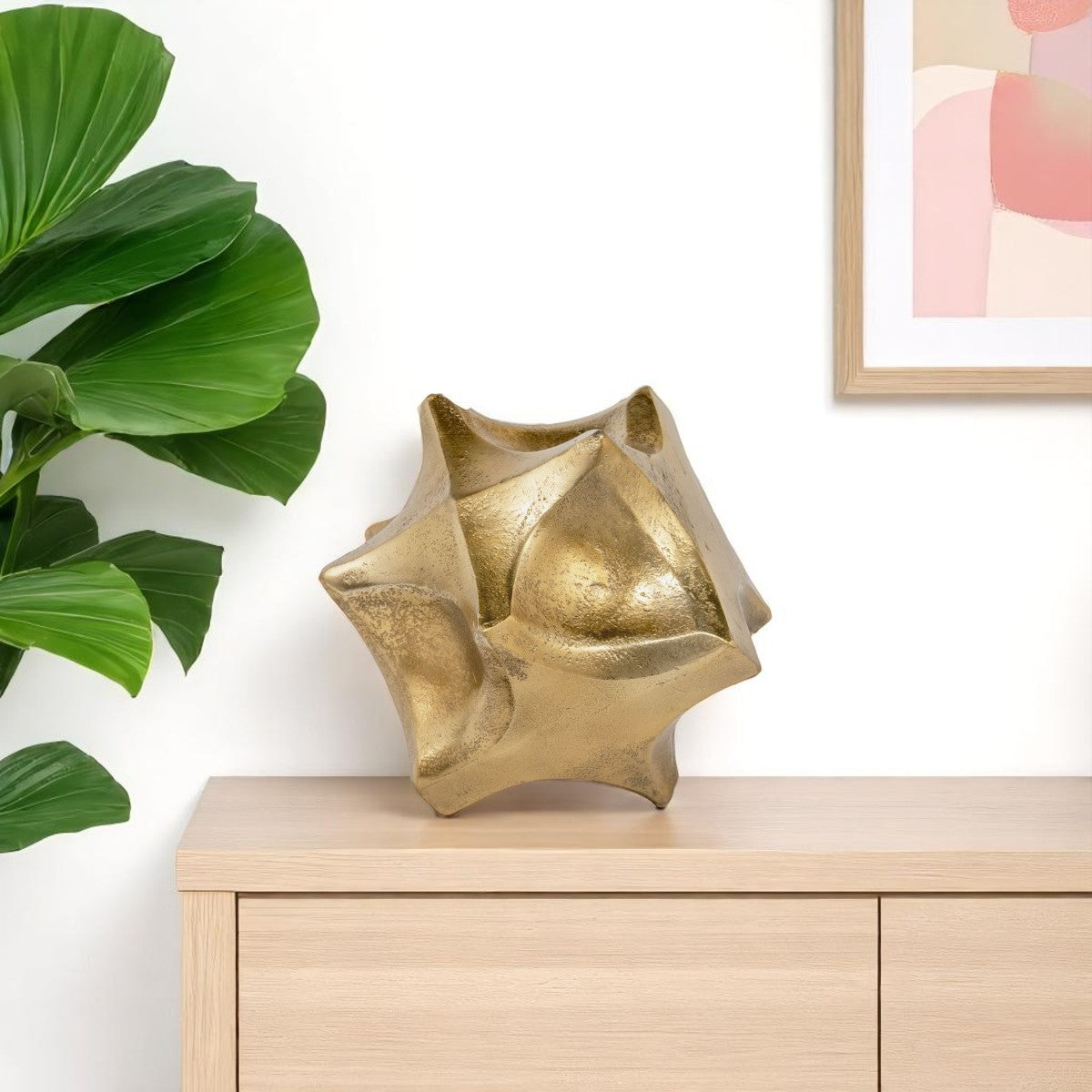 5 Gold Aluminum Faceted Orb Tabletop Sculpture