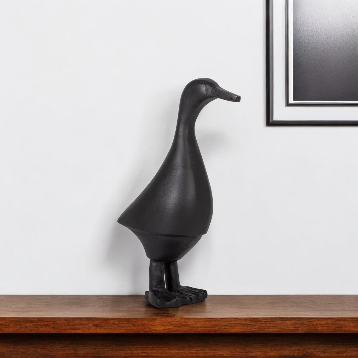 8'' Black Aluminum Duck Tabletop Sculpture