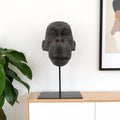 16 Brown Resin Gorilla Face Tabletop Sculpture