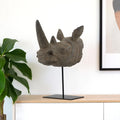 17 Brown Resin Rhinoceros Tabletop Sculpture