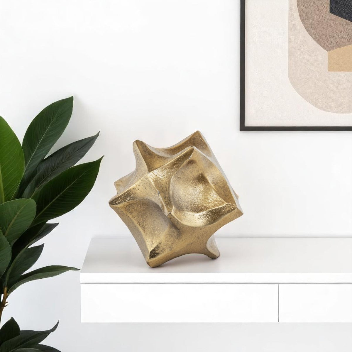4 Gold Aluminum Faceted Orb Tabletop Sculpture