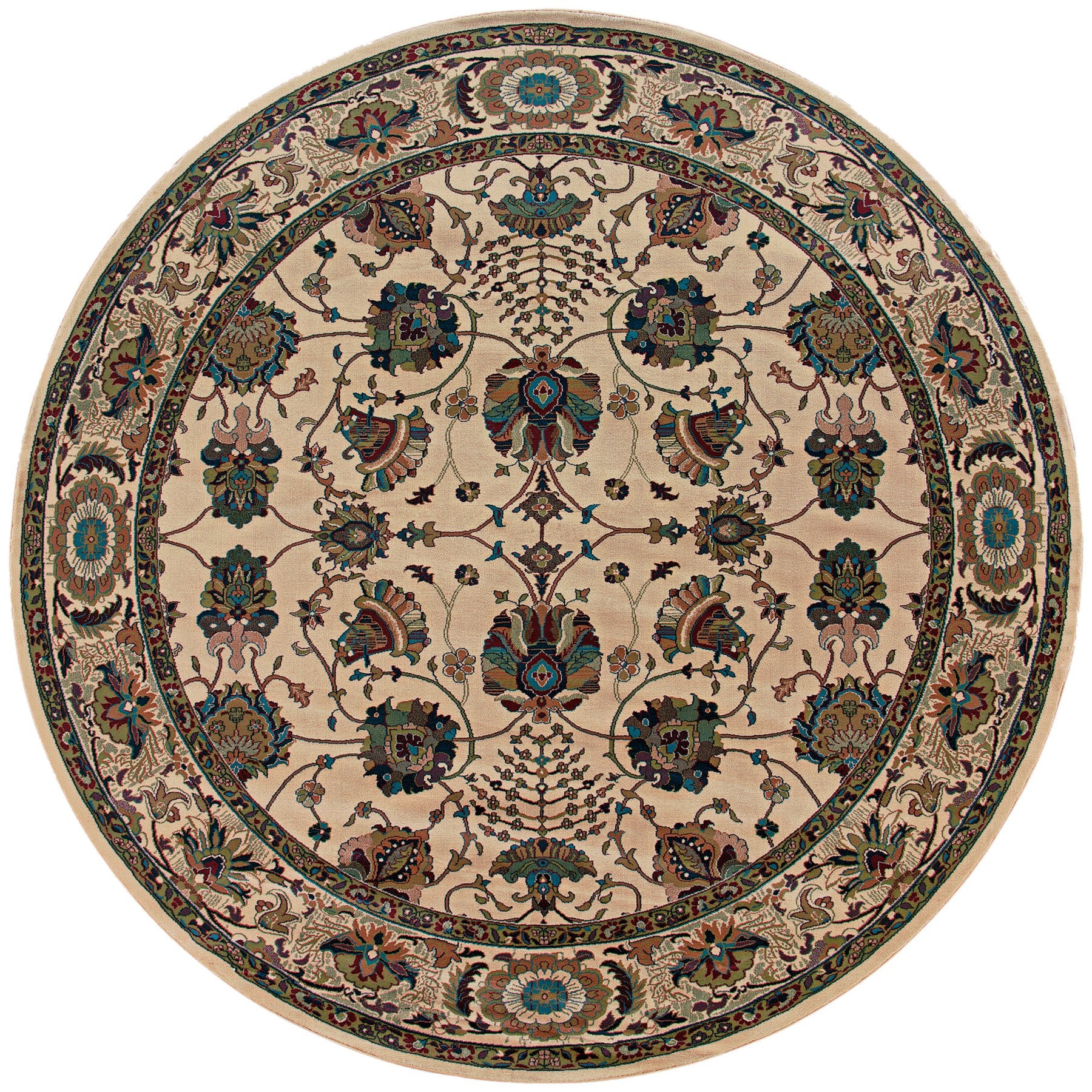 6' Ivory Floral Round Rug