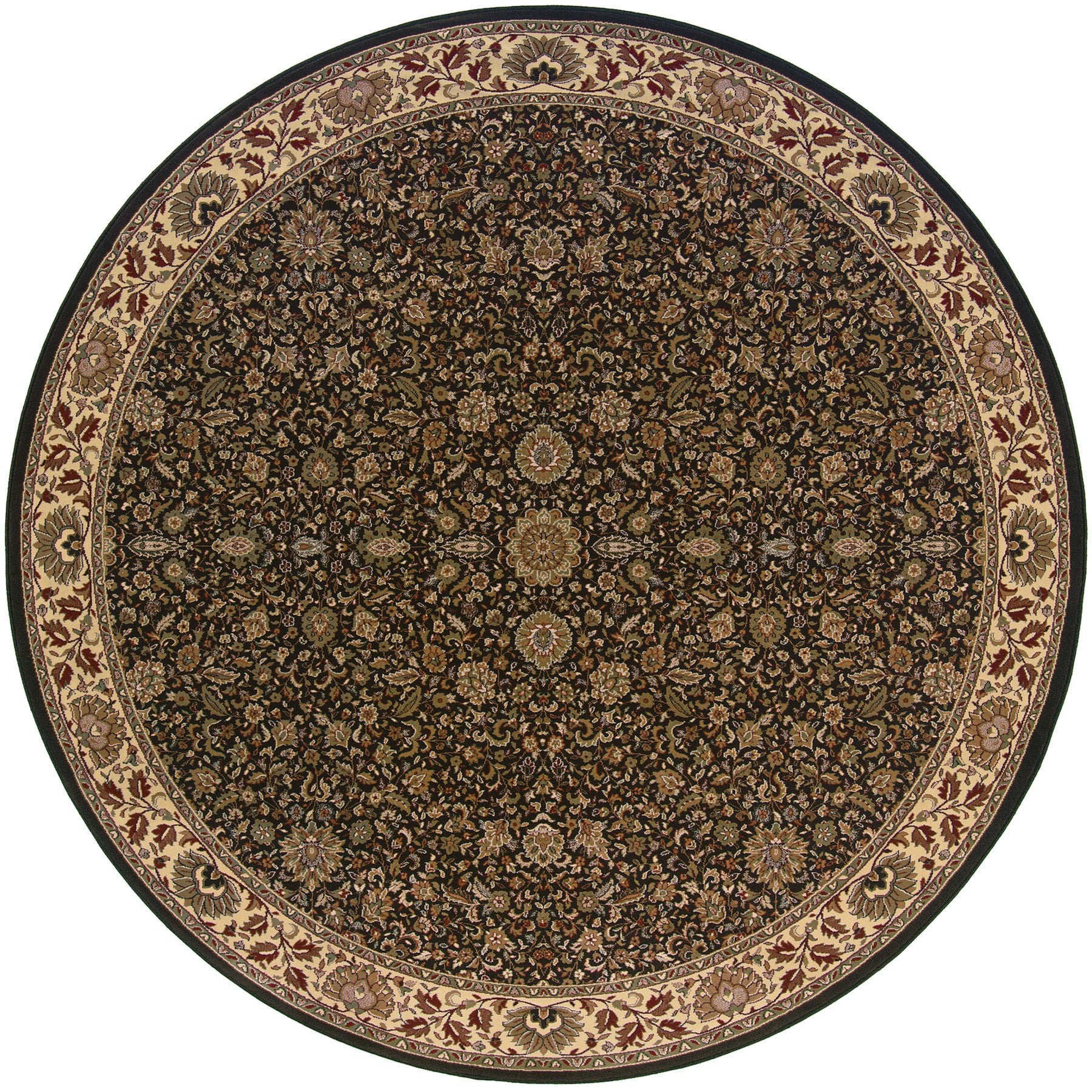6' Brown Oriental Round Rug