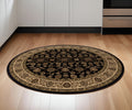 6' Brown And Ivory Oriental Round Rug