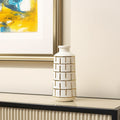 12 Ivory And Gold Geometric Cylindrical Ceramic Table Vase