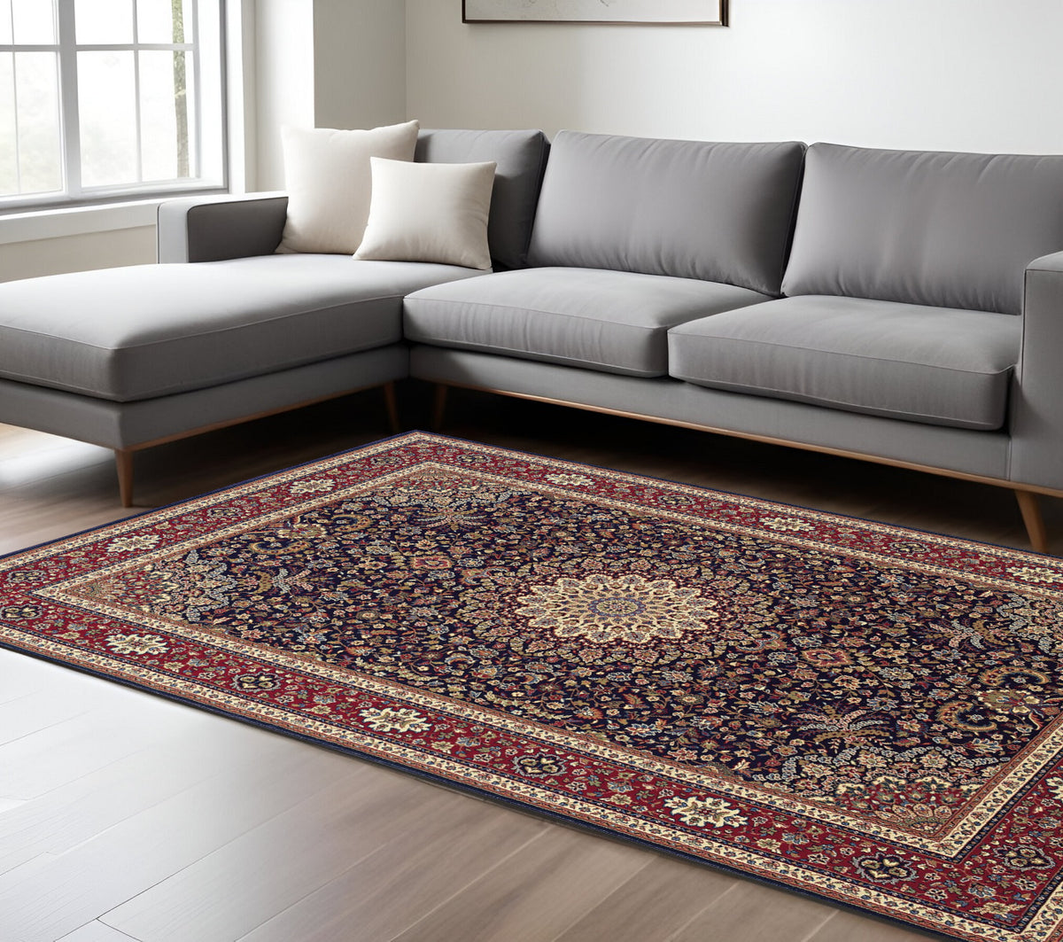 10' X 13' Blue And Red Oriental Area Rug