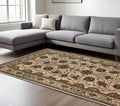 10' X 13' Ivory And Red Floral Area Rug