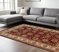 8' X 11' Red And Ivory Oriental Area Rug