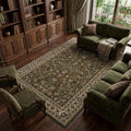 8 X 11 Green And Ivory Oriental Area Rug