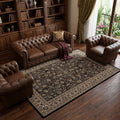 10 X 13 Black And Ivory Oriental Area Rug