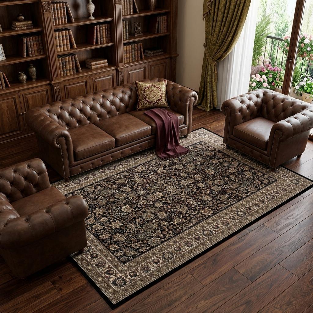 10 X 13 Black And Ivory Oriental Area Rug
