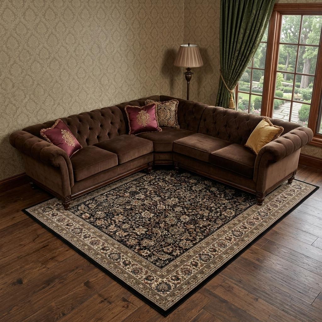 8 X 11 Black And Ivory Oriental Area Rug