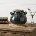 7 Dark Green And Sand Terracotta Round Jug Vase