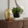 13 Gold Hammered Aluminum Urn Table Vase