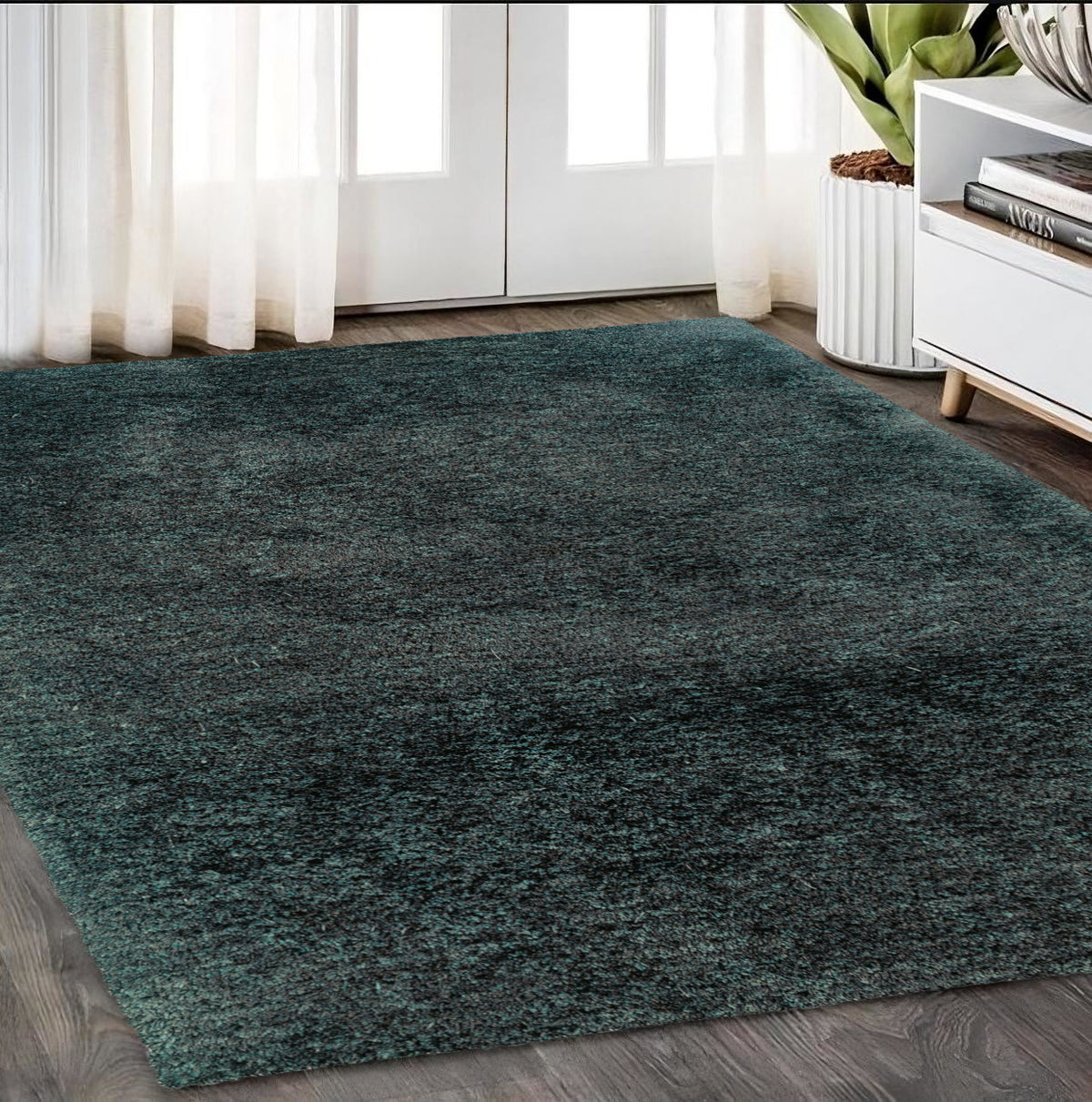 5' X 7' Charcoal Shag Hand Tufted Area Rug