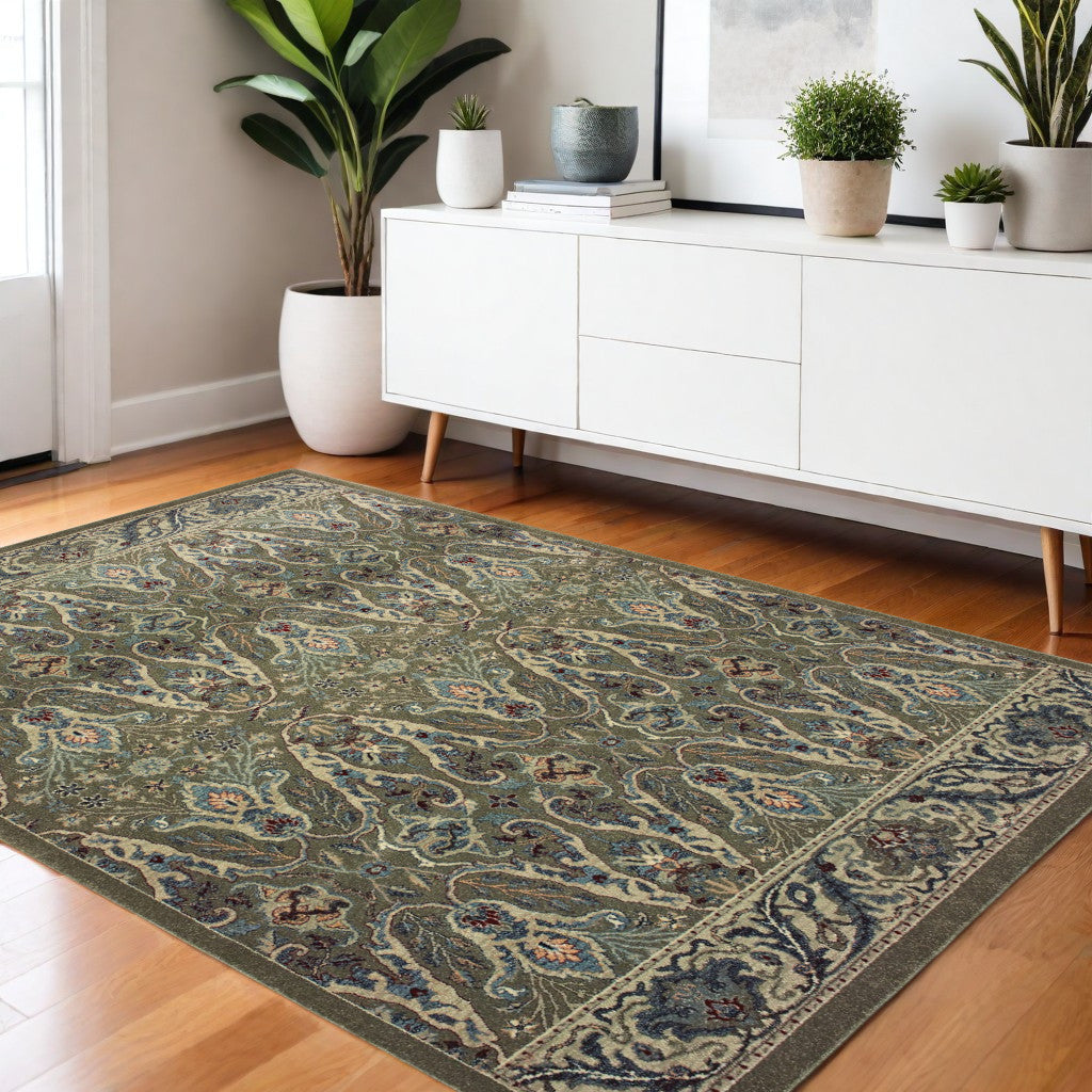 4' X 5' Brown And Ivory Floral Area Rug