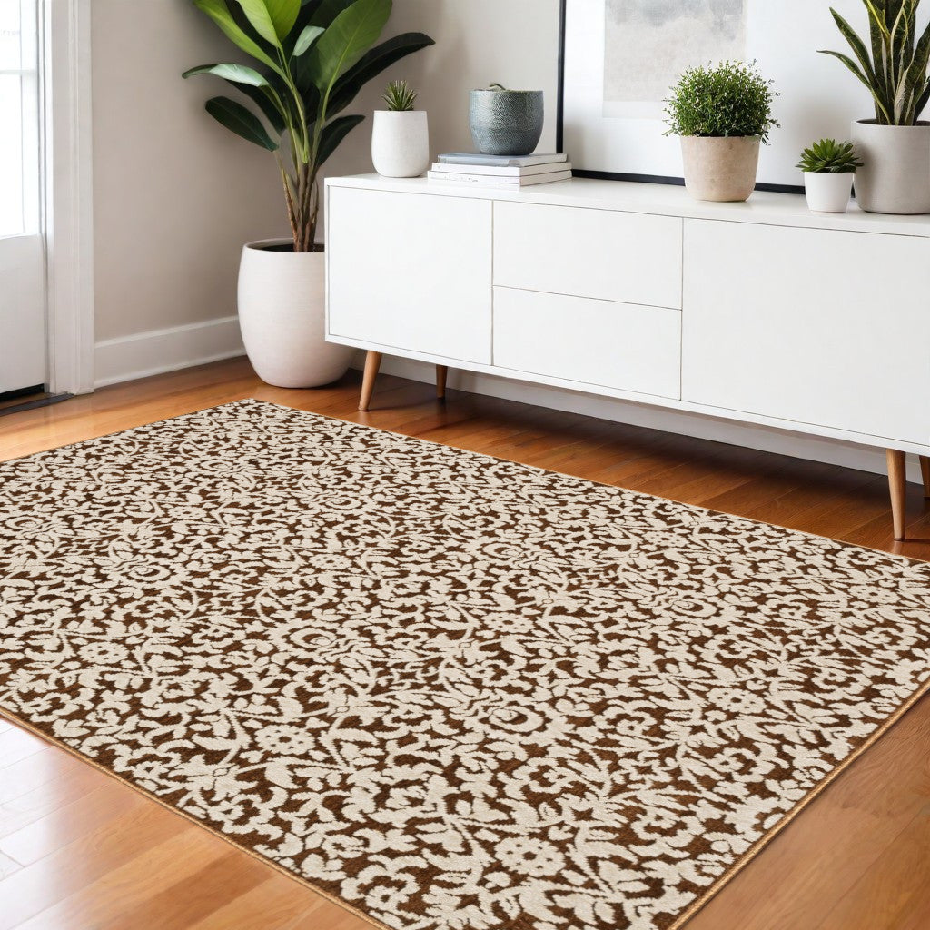 4' X 6' Rust And Beige Oriental Area Rug