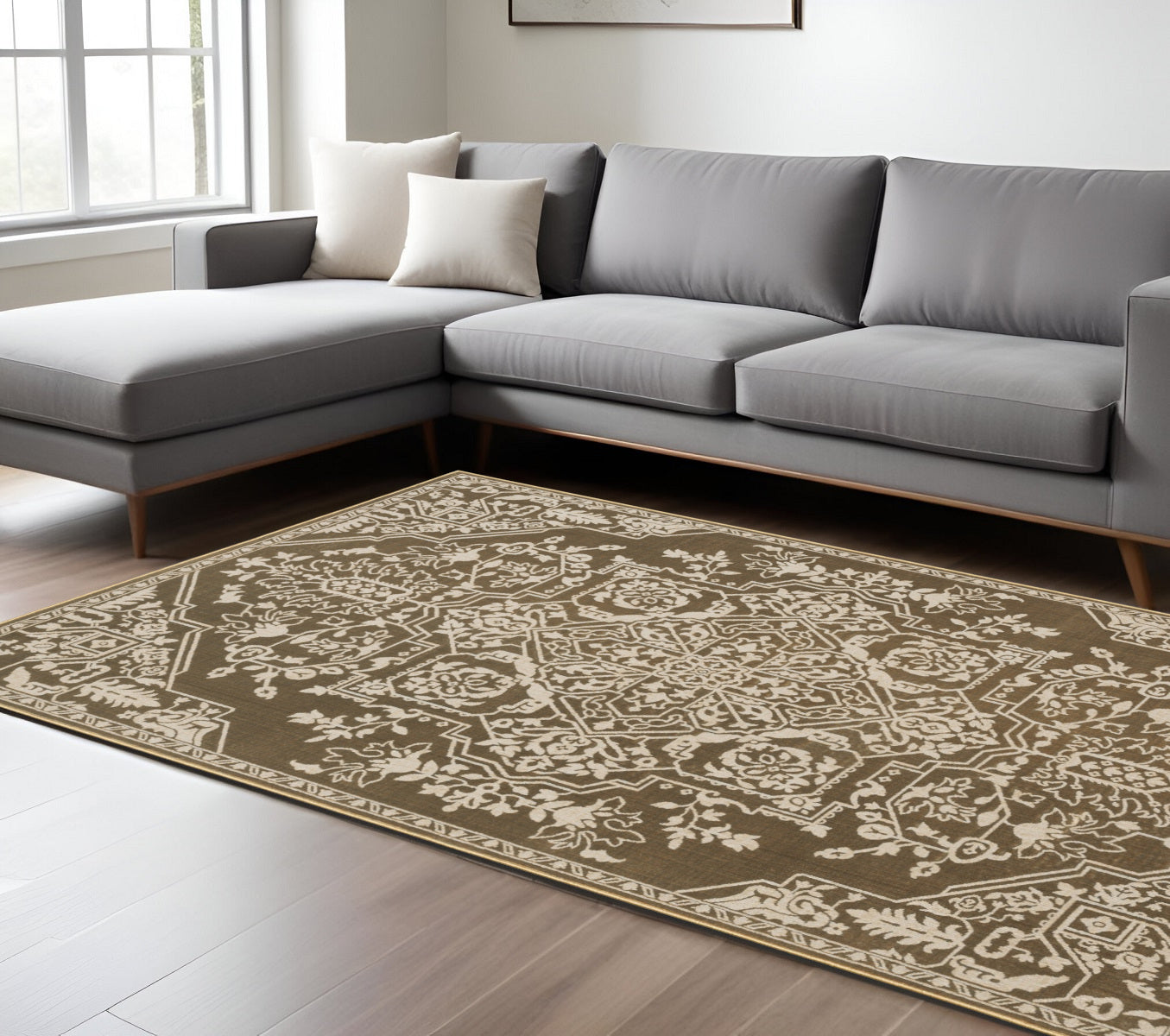 10' X 13' Gold And Beige Oriental Area Rug