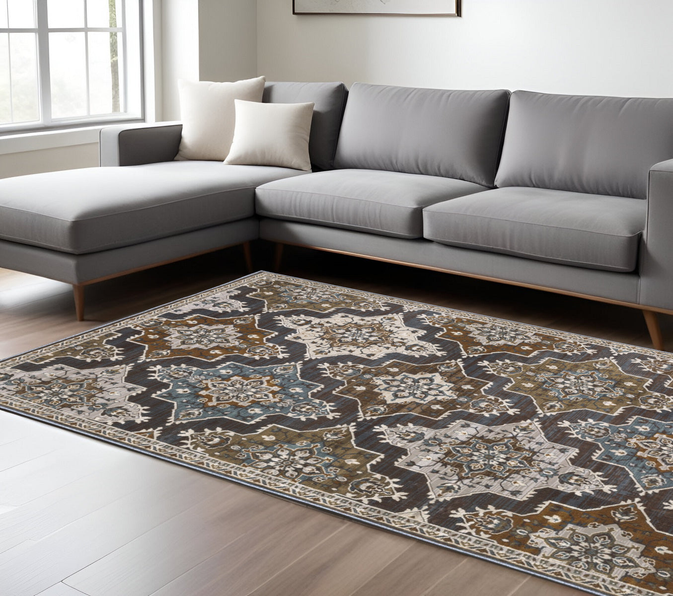 10' X 13' Blue Medallion Area Rug