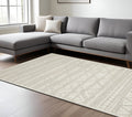 8' X 11' Beige And Ivory Tribal Area Rug