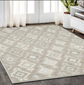 5' X 8' Beige And Gray Oriental Area Rug