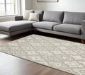 7' X 10' Beige And Gray Oriental Area Rug