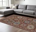 10' X 13' Pink And Red Medallion Area Rug With Fringe