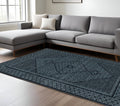 8' X 11' Blue And Teal Medallion Area Rug With Fringe