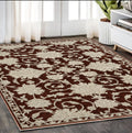 5' X 8' Beige Floral Area Rug With Fringe