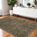 4' X 6' Brown And Ivory Geometric Area Rug