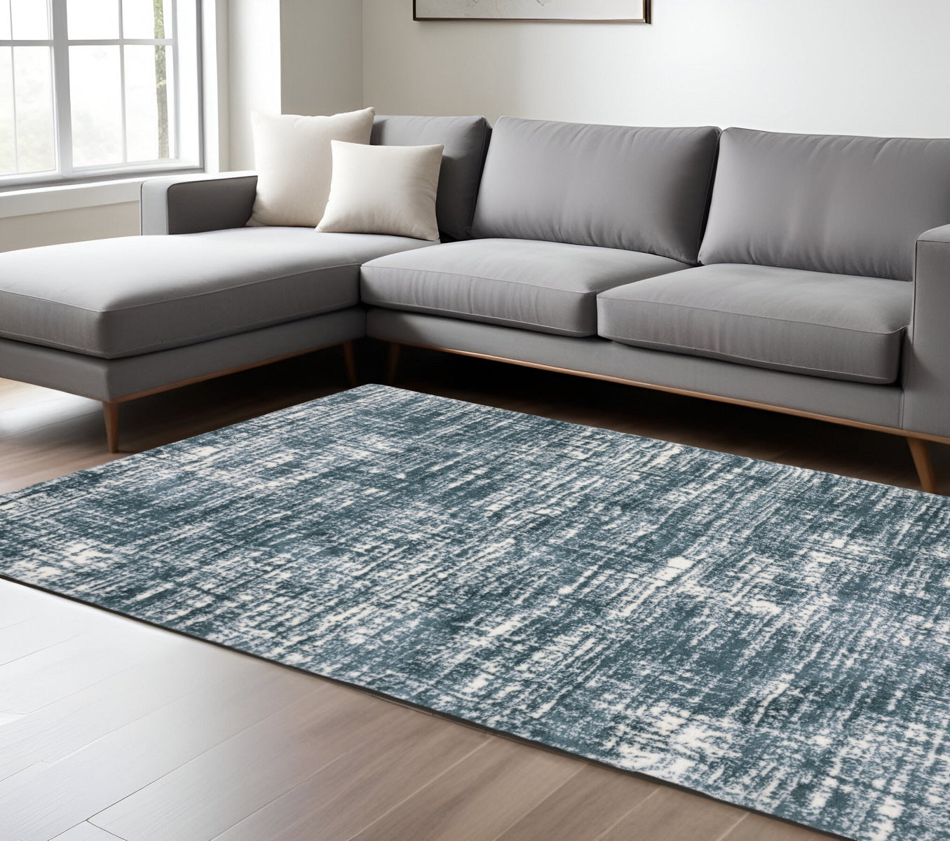 10' X 13' Gray And Ivory Geometric Area Rug
