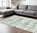 8' X 11' Green And Ivory Abstract Area Rug