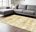 8' X 11' Gold And Ivory Abstract Area Rug