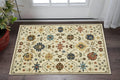2' X 3' Ivory And Gold Oriental Area Rug With Fringe