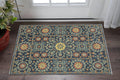 2' X 3' Blue And Rust Medallion Area Rug With Fringe