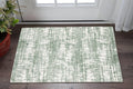 2' X 3' Green And Ivory Abstract Area Rug
