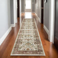 8' Ivory Oriental Distressed Runner Rug
