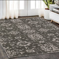 5' X 8' Gray And Ivory Oriental Area Rug