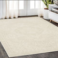 5' X 8' Ivory And Beige Medallion Area Rug