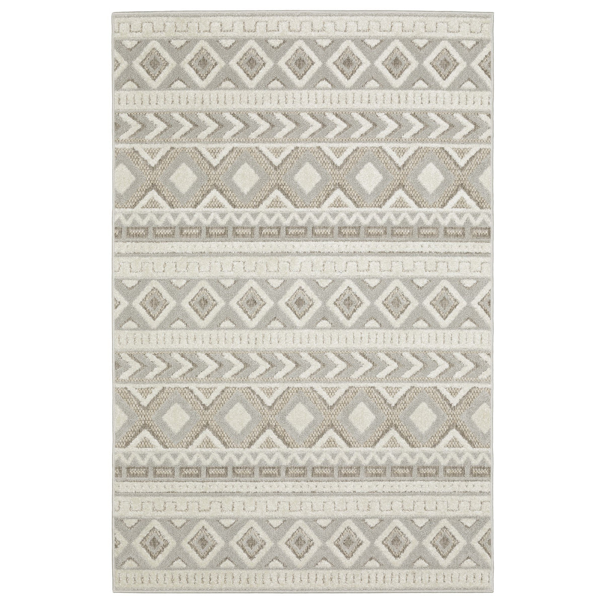 5' X 8' Gray And Beige Tribal Area Rug