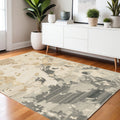 4' X 6' Beige And Charcoal Wool Abstract Hand Tufted Area Rug