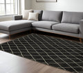 7' X 10' Charcoal And Ivory Trellis Area Rug