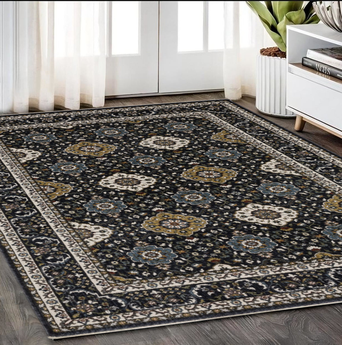 5' X 8' Gold Medallion Area Rug With Fringe