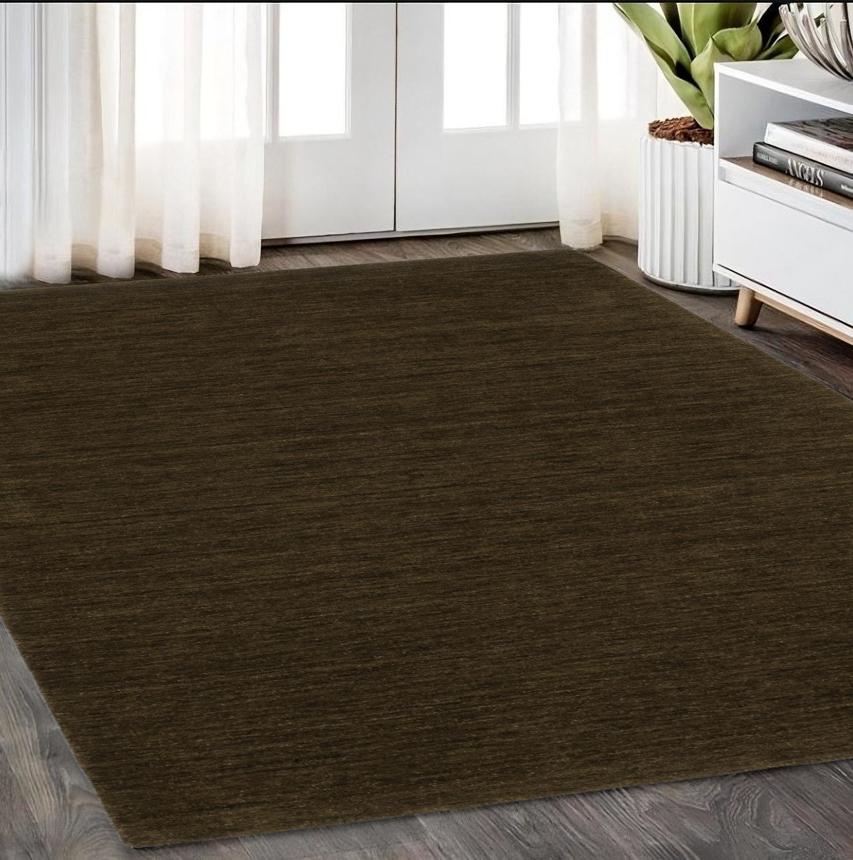 5' X 8' Brown Wool Hand Tufted Area Rug