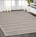 5' X 8' Gray And Ivory Striped Hand Tufted Area Rug