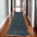 8' Blue And Teal Medallion Runner Rug With Fringe