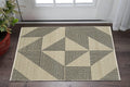 3' X 5' Beige Geometric Area Rug With Fringe