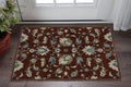 3' X 5' Red Teal And Green Oriental Area Rug With Fringe